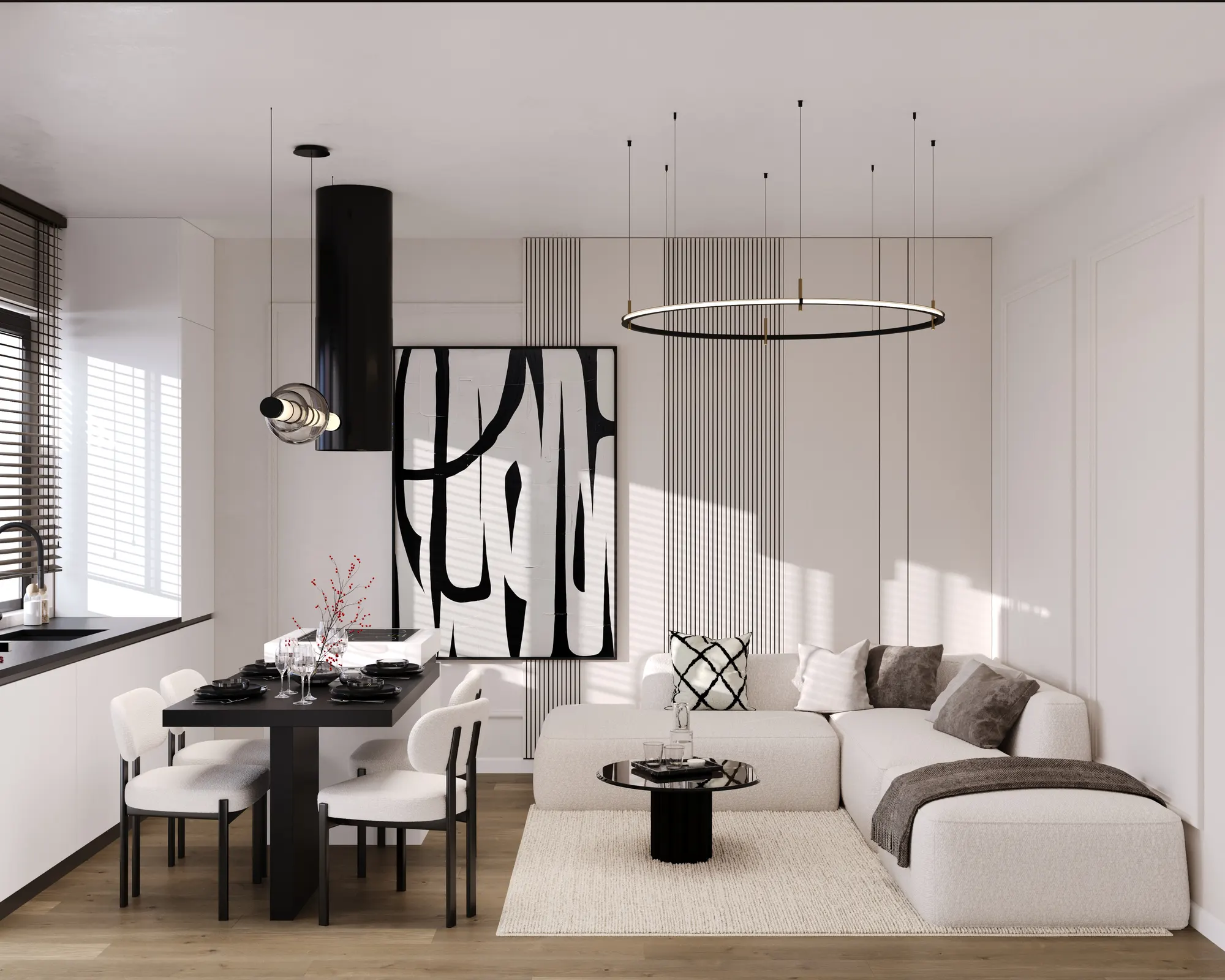 Living open space — Apartament 3 camere, BellResidence, Calea Șurii Mici, Sibiu